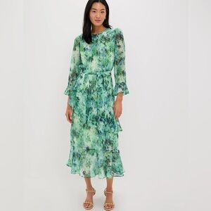 Tuckernuck Water Lilies Sasha maxi Dress long sleeve formal bell ruffle tiered